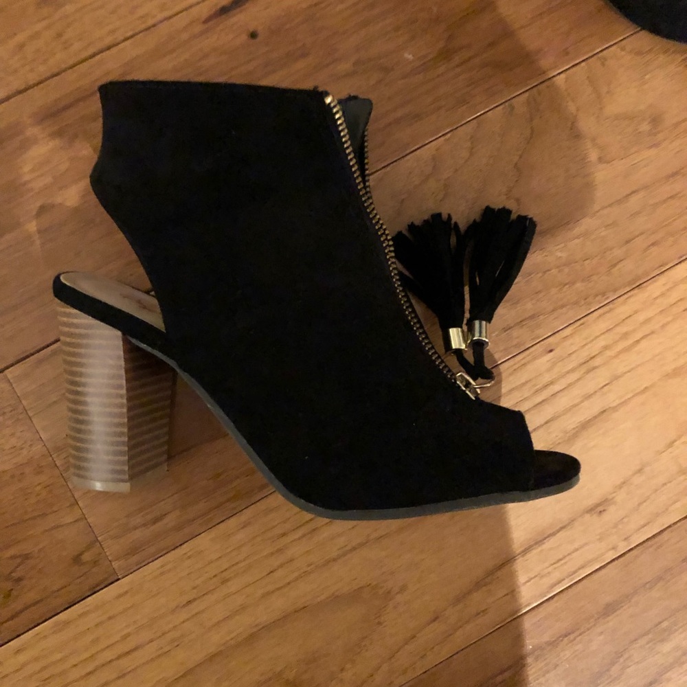 Black open toe booties